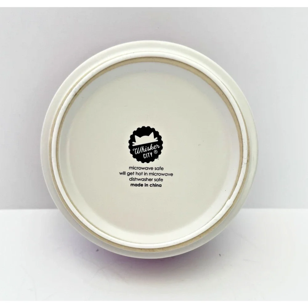 WHISKER CITY Marbled Purple and Yellow Ceramic Cat Dish Bowl 4.5